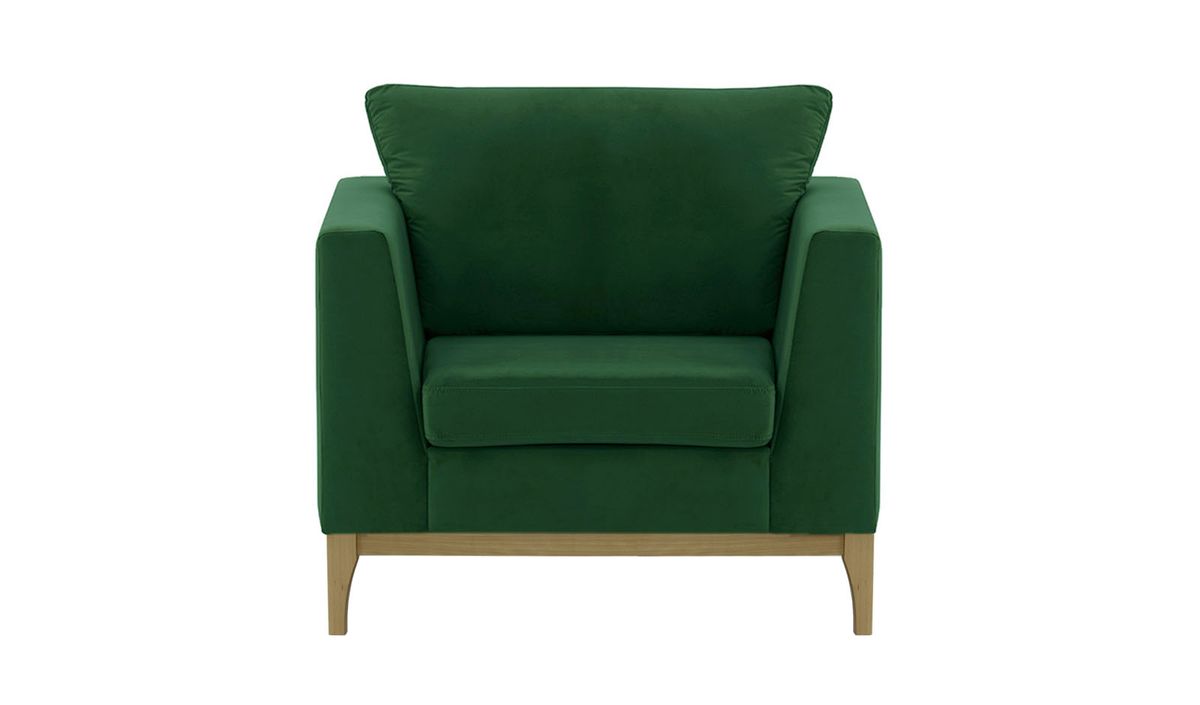 Fauteuil Gosena Wood, vert foncé - Velluto 10, Couleur des pieds: Noir wax