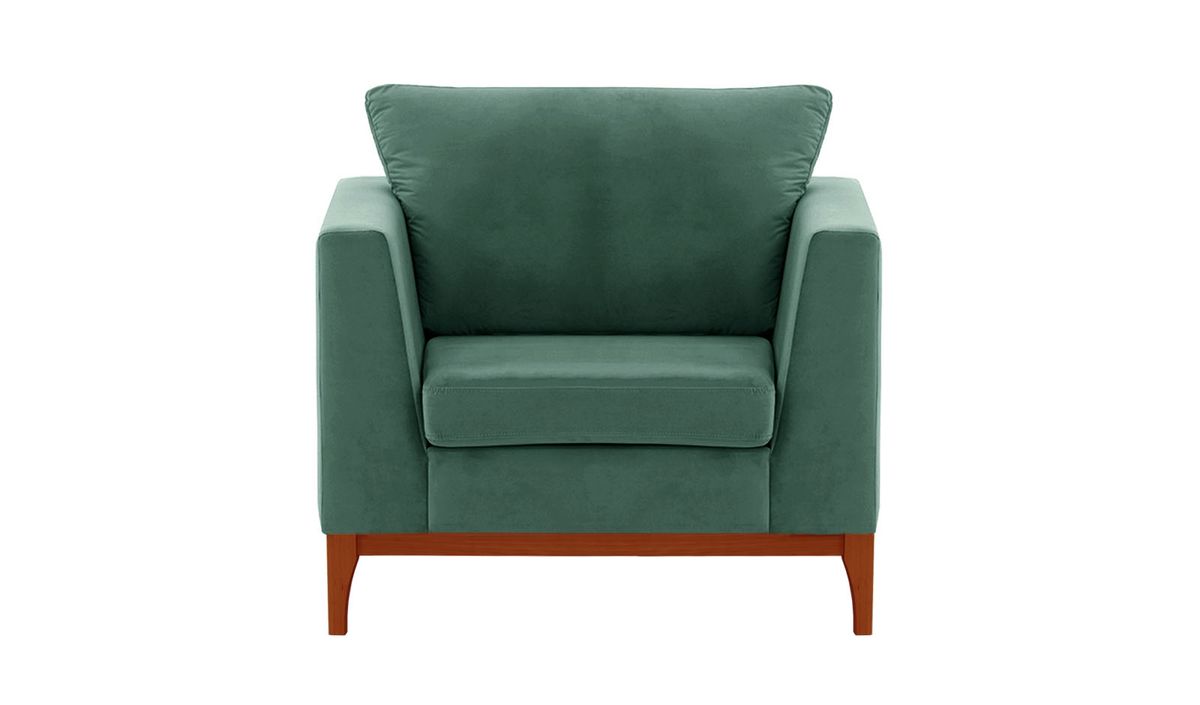 Fauteuil Gosena Wood, bleu - Velluto 12, Couleur des pieds: aveo