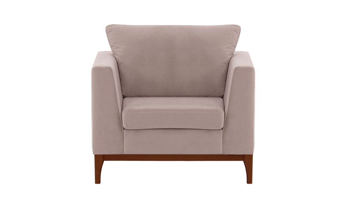 Fauteuil Gosena Wood, lila/rose - Velluto 14, Couleur des pieds: Chêne foncé