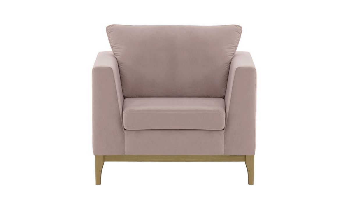 Fauteuil Gosena Wood, lila/rose - Velluto 14, Couleur des pieds: Noir wax