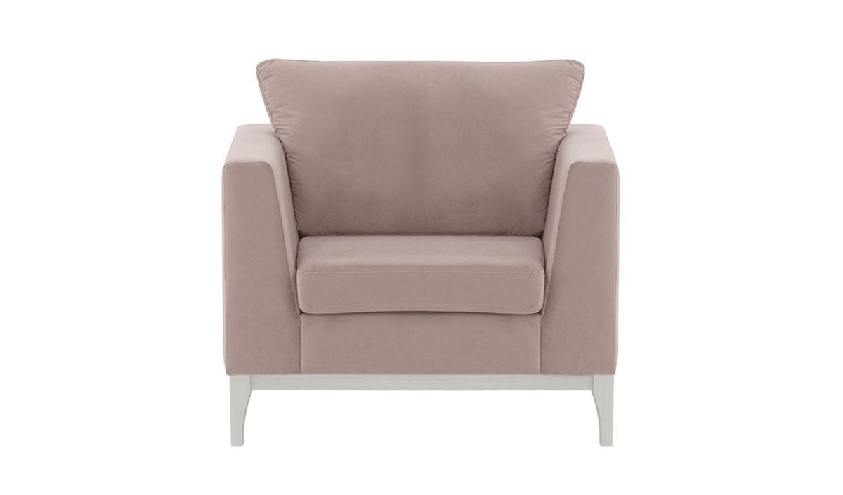Fauteuil Gosena Wood, lila/rose - Velluto 14, Couleur des pieds: Blanc