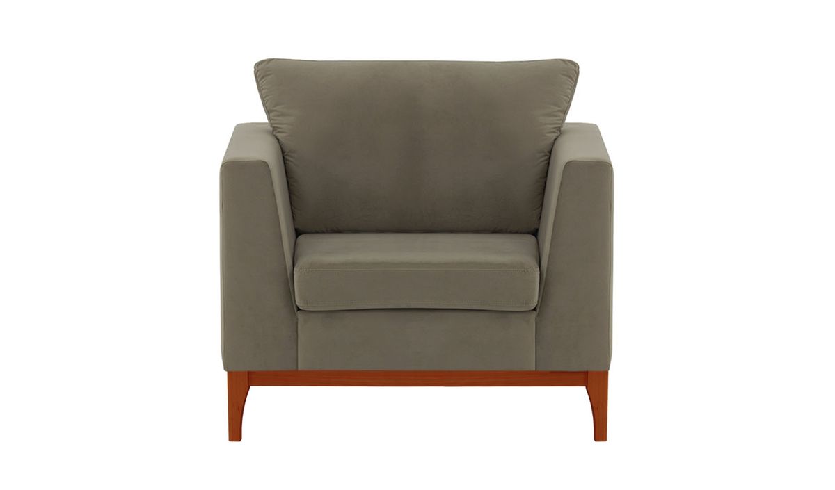 Fauteuil Gosena Wood, gris éléphant - Velluto 17, Couleur des pieds: aveo