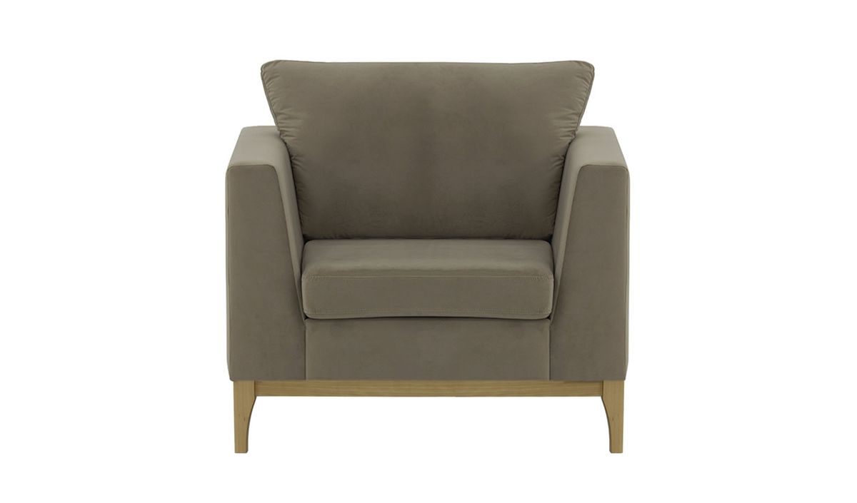 Fauteuil Gosena Wood, gris éléphant - Velluto 17, Couleur des pieds: Noir wax