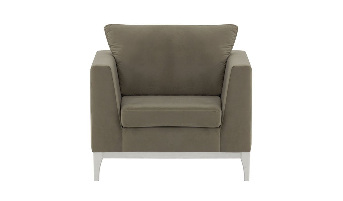 Fauteuil Gosena Wood, gris éléphant - Velluto 17, Couleur des pieds: Blanc