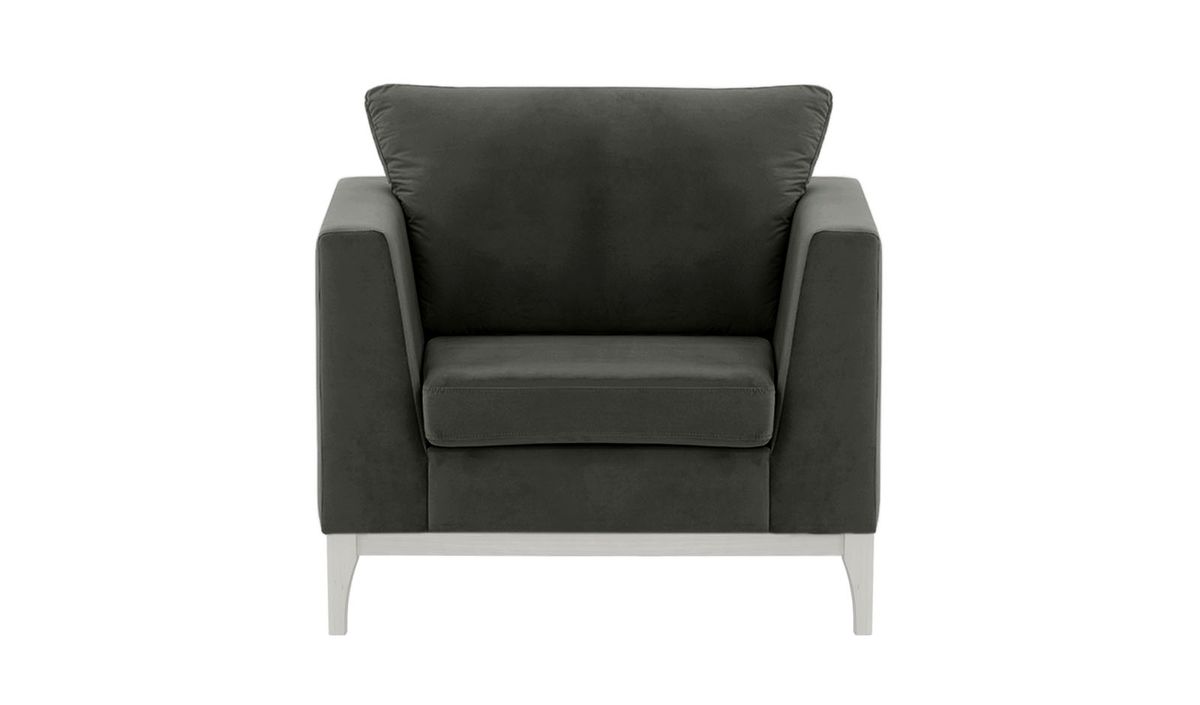 Fauteuil Gosena Wood, graphite - Velluto 19, Couleur des pieds: Blanc