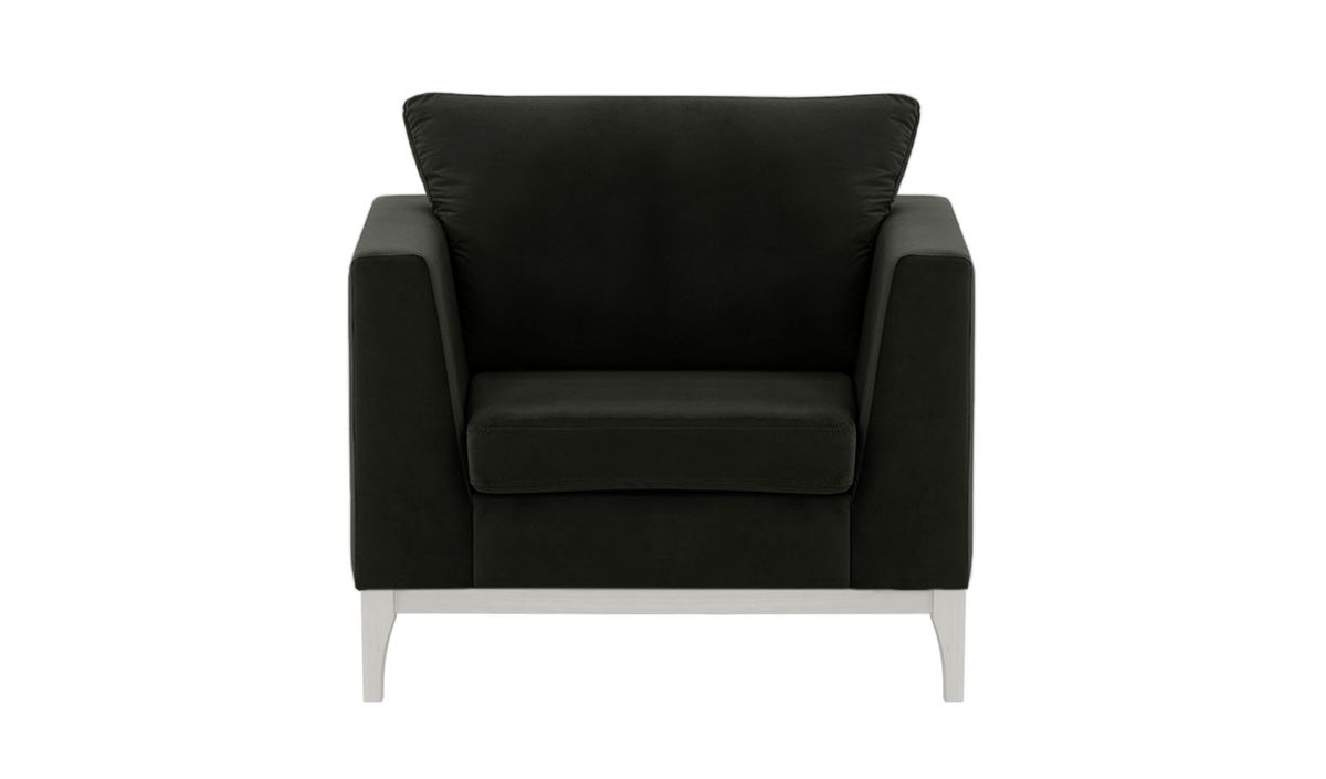 Fauteuil Gosena Wood, noir - Velluto 20, Couleur des pieds: Blanc