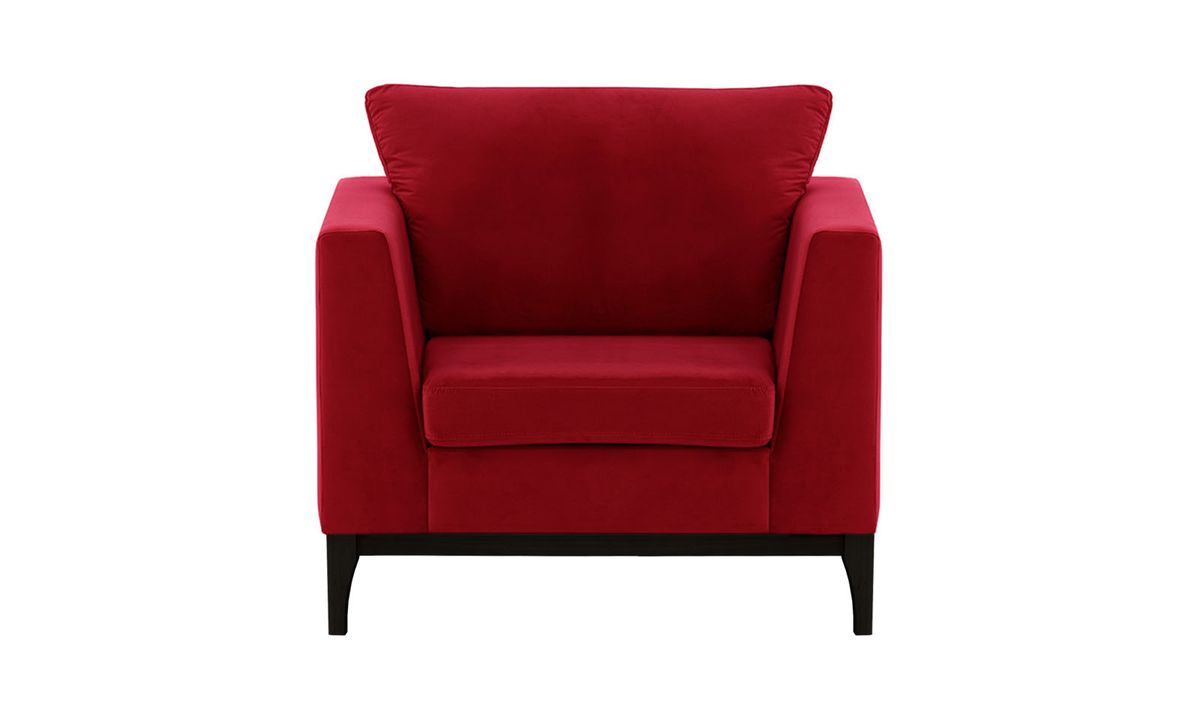 Fauteuil Gosena Wood, rouge - Velluto 7, Couleur des pieds: Noir