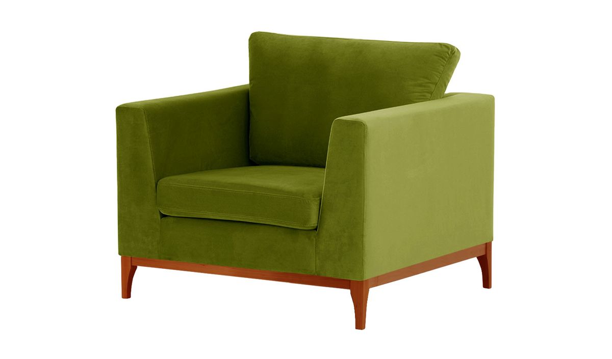 Fauteuil Gosena Wood, olive - Velluto 9, Couleur des pieds: aveo
