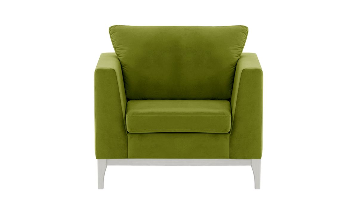 Fauteuil Gosena Wood, olive - Velluto 9, Couleur des pieds: Blanc