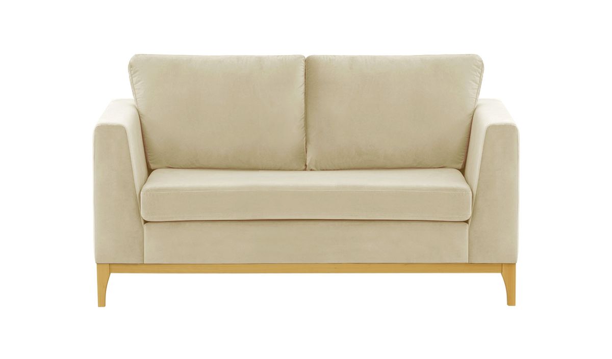 Canapé deux places Gosena Wood, beige clair - Velluto 2, Couleur des pieds: Chêne clair