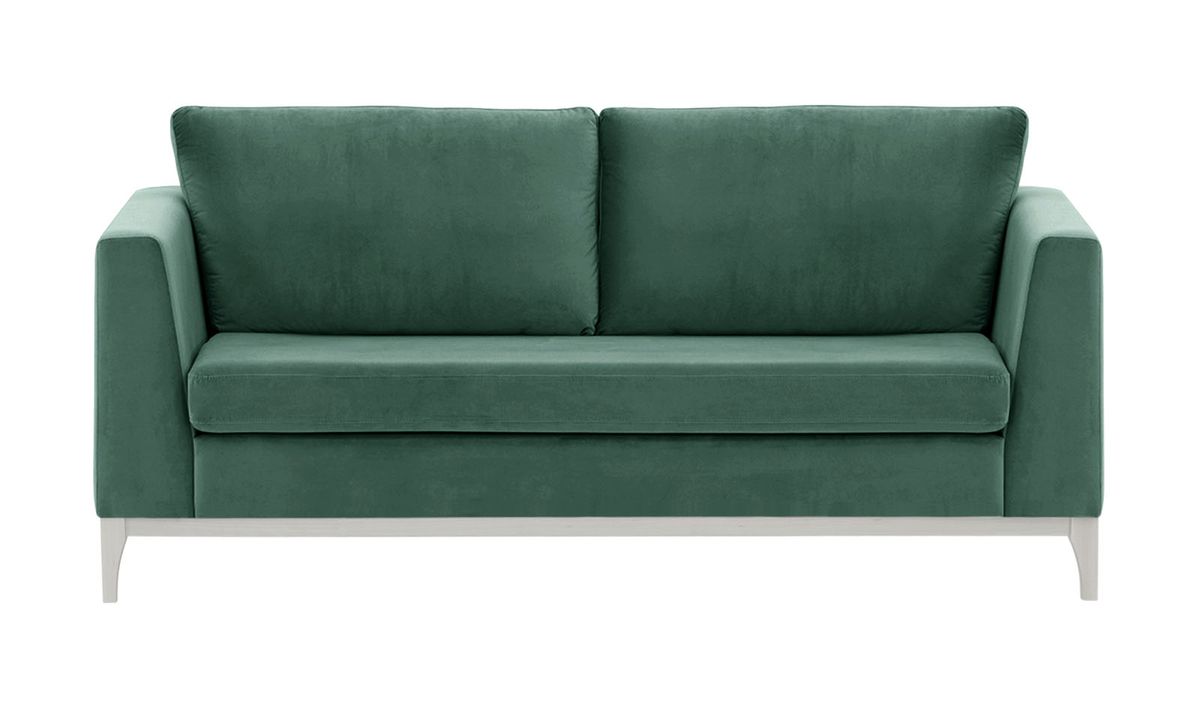 Canapé 2,5 places Gosena Wood, bleu - Velluto 12, Couleur des pieds: Blanc
