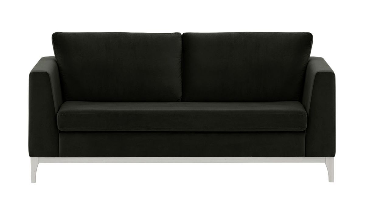 Canapé 2,5 places Gosena Wood, noir - Velluto 20, Couleur des pieds: Blanc