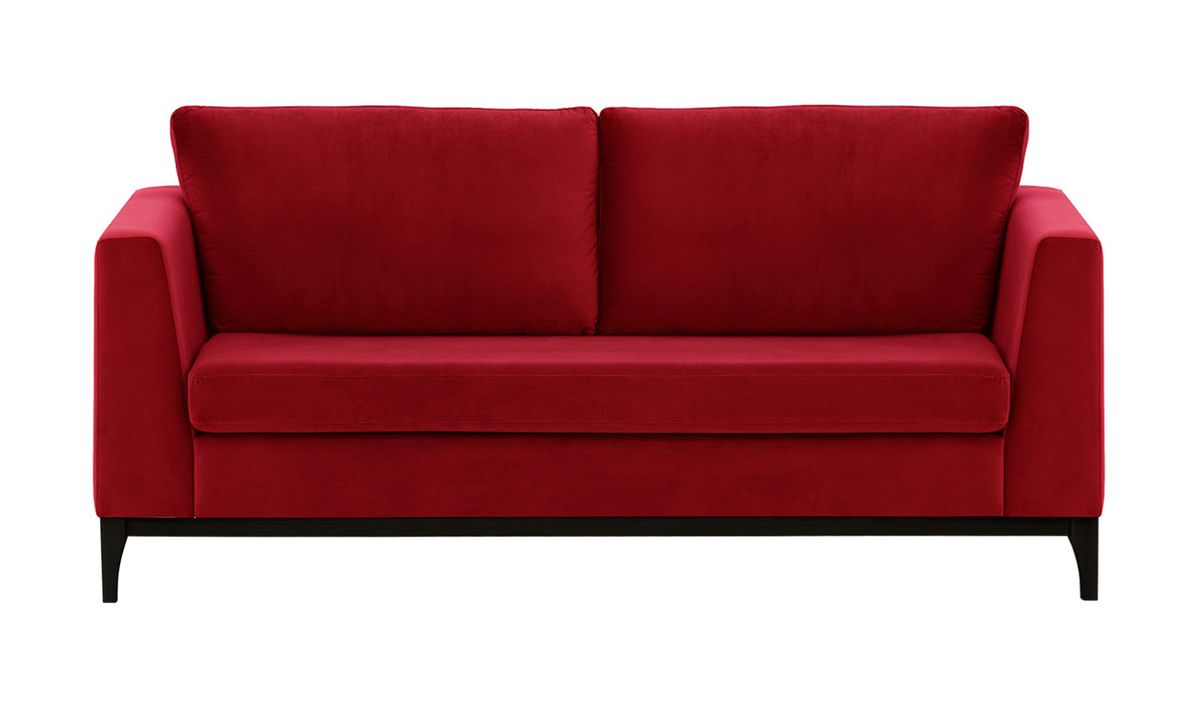 Canapé 2,5 places Gosena Wood, rouge - Velluto 7, Couleur des pieds: Noir