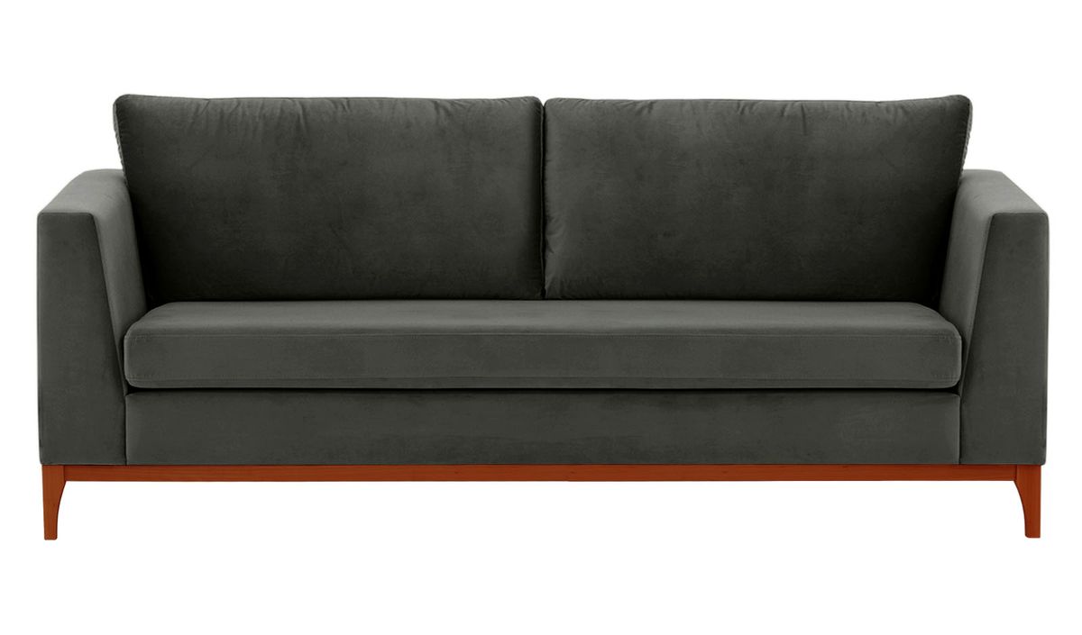 Canapé trois places Gosena Wood, graphite - Velluto 19, Couleur des pieds: aveo