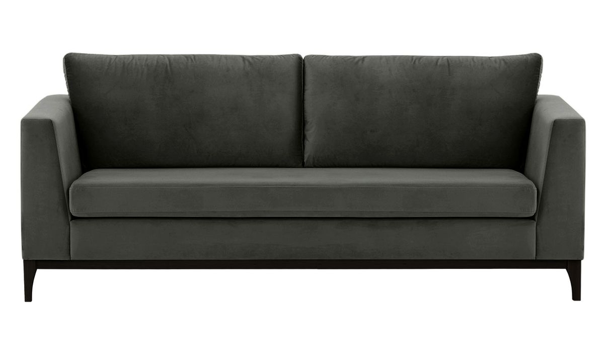 Canapé trois places Gosena Wood, graphite - Velluto 19, Couleur des pieds: Noir