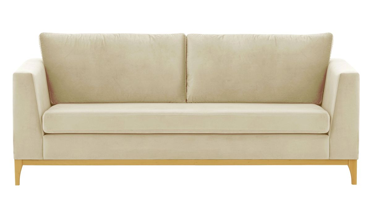 Canapé trois places Gosena Wood, beige clair - Velluto 2, Couleur des pieds: Chêne clair