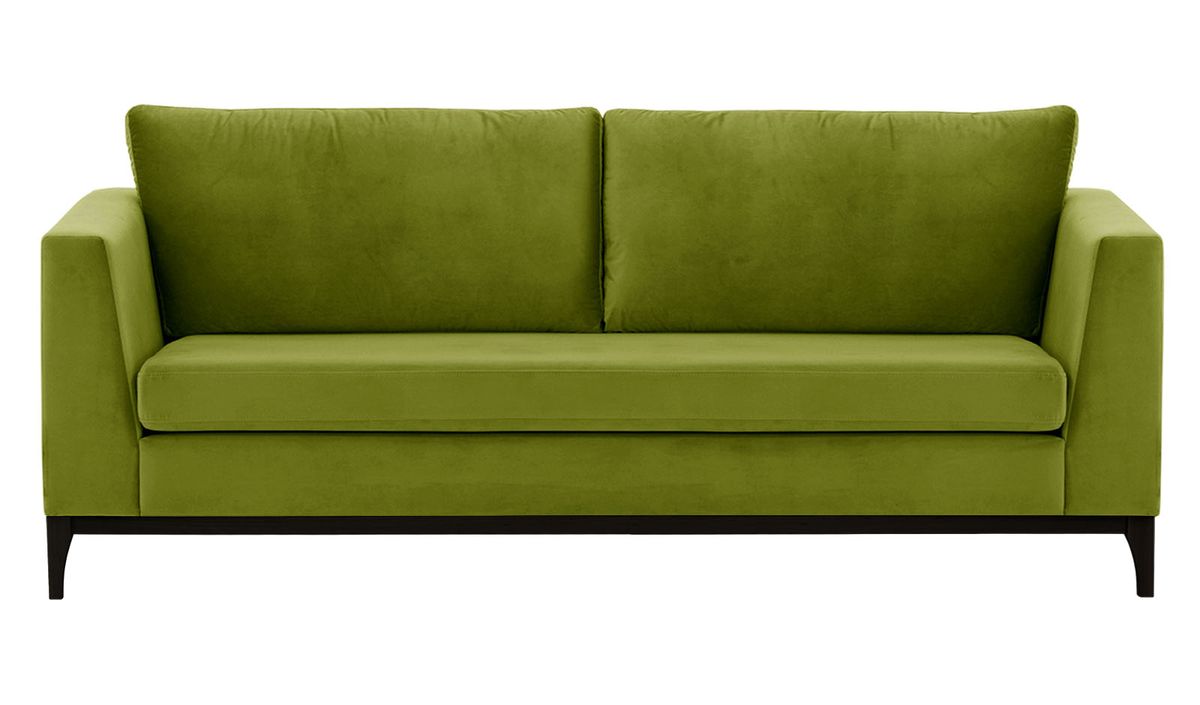 Canapé trois places Gosena Wood, olive - Velluto 9, Couleur des pieds: Noir