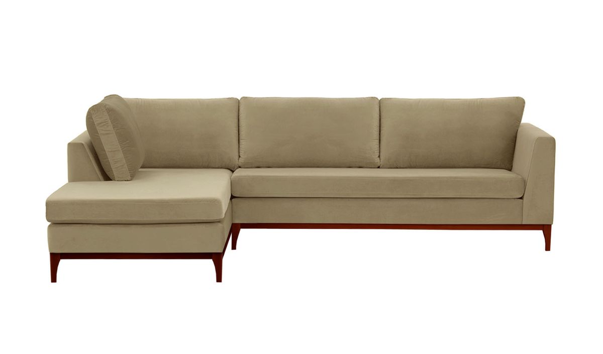 Canapé d’angle gauche Gosena Wood, beige - Velluto 3, Couleur des pieds: aveo