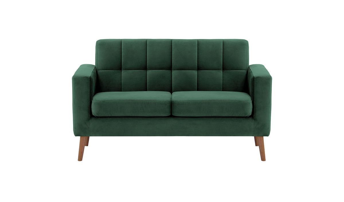 Neat - Canapé deux places, vert foncé - Velluto 10, Couleur des pieds: aveo