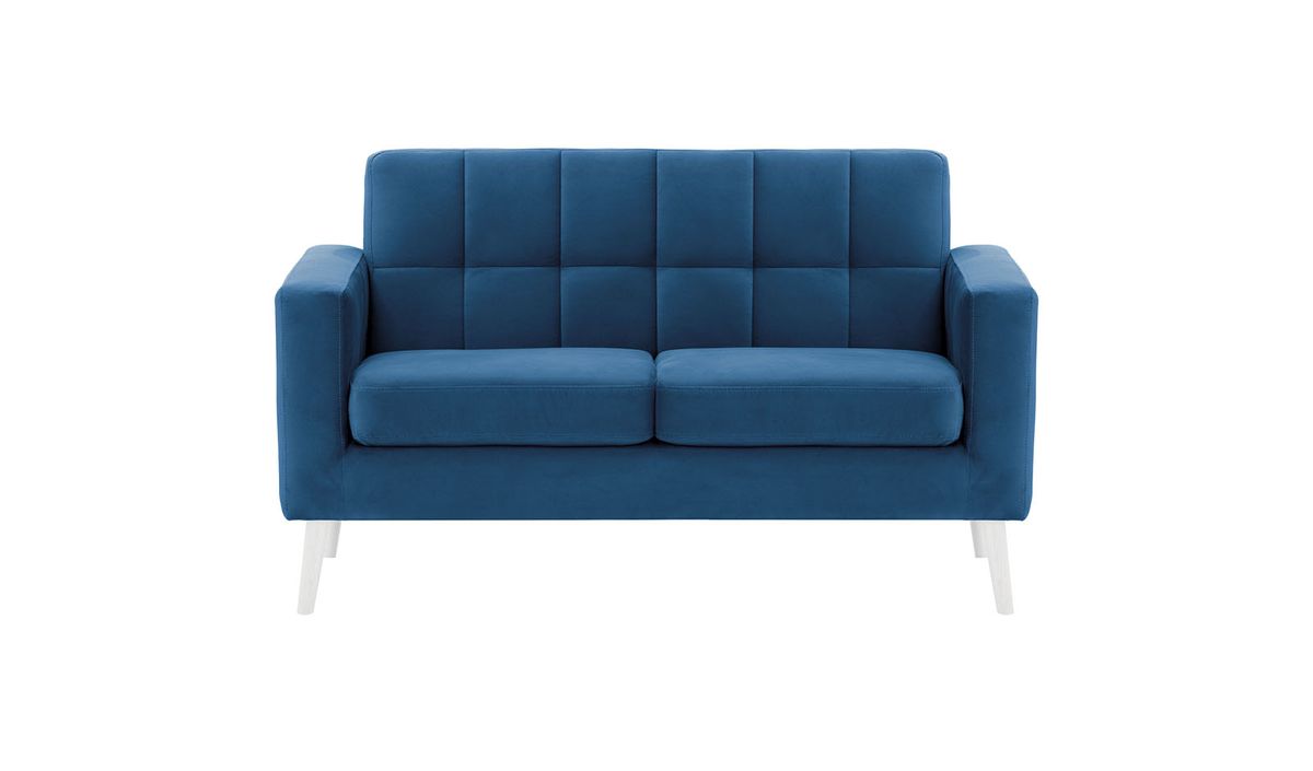 Neat - Canapé deux places, bleu - Velluto 11, Couleur des pieds: Blanc