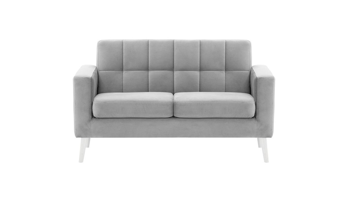Neat - Canapé deux places, gris clair - Velluto 15, Couleur des pieds: Blanc