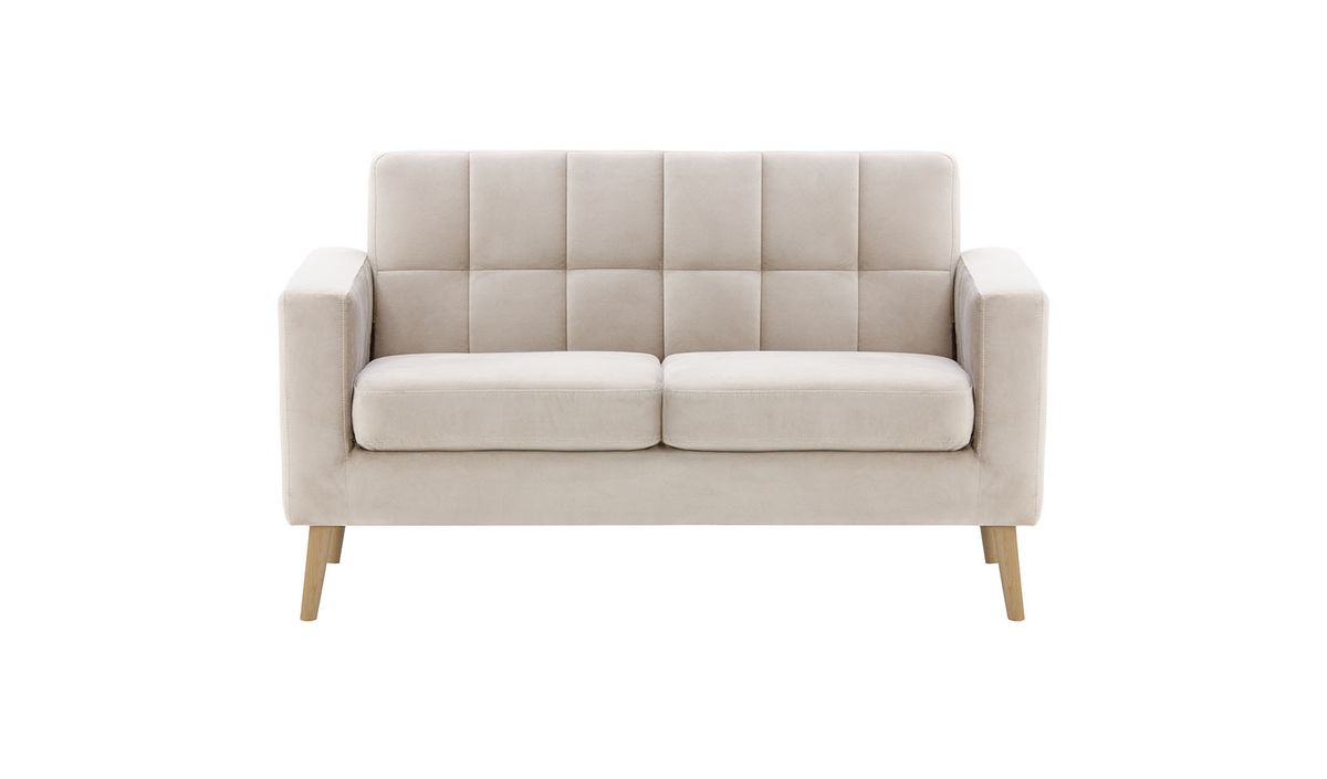Neat - Canapé deux places, beige clair - Velluto 2, Couleur des pieds: Chêne clair