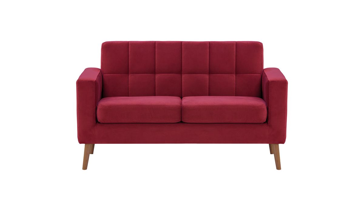 Neat - Canapé deux places, rouge - Velluto 7, Couleur des pieds: aveo