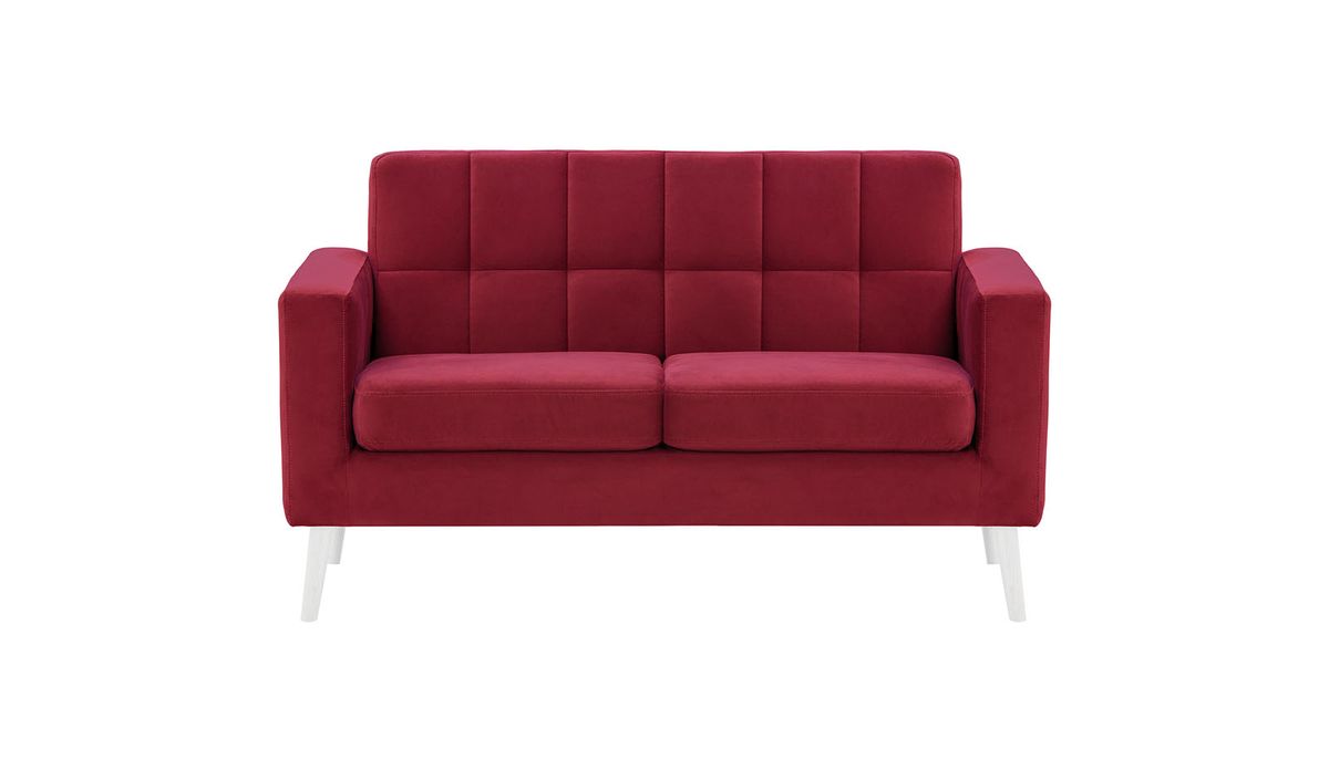 Neat - Canapé deux places, rouge - Velluto 7, Couleur des pieds: Blanc