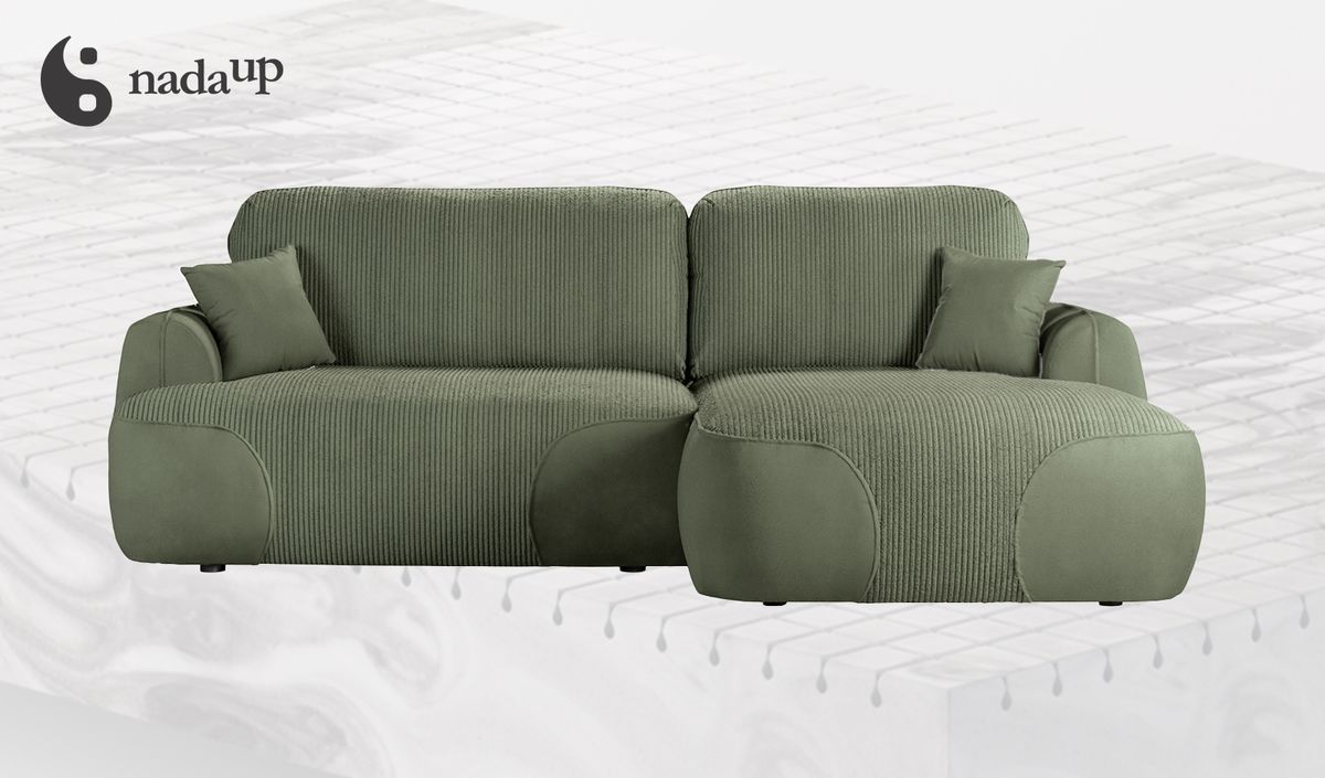 Satell – canapé d’angle droit avec fonction lit en mousse de qualité médicale