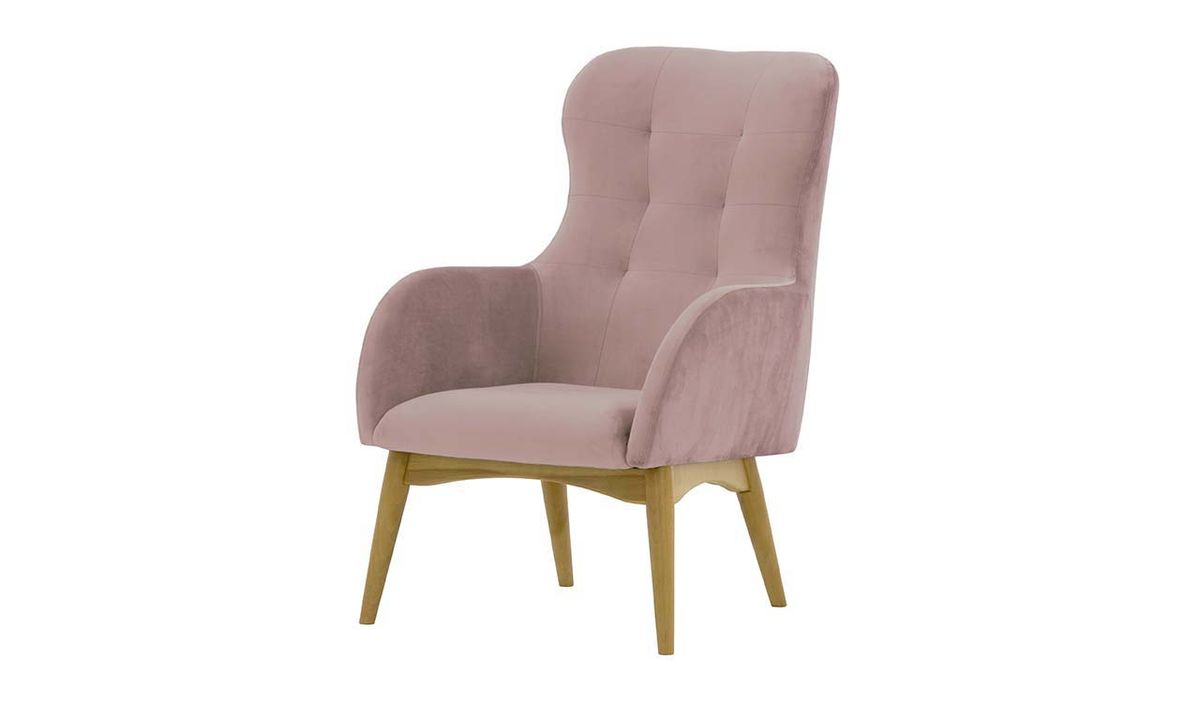 Fauteuil à oreilles Hollis, lila/rose - Velluto 14