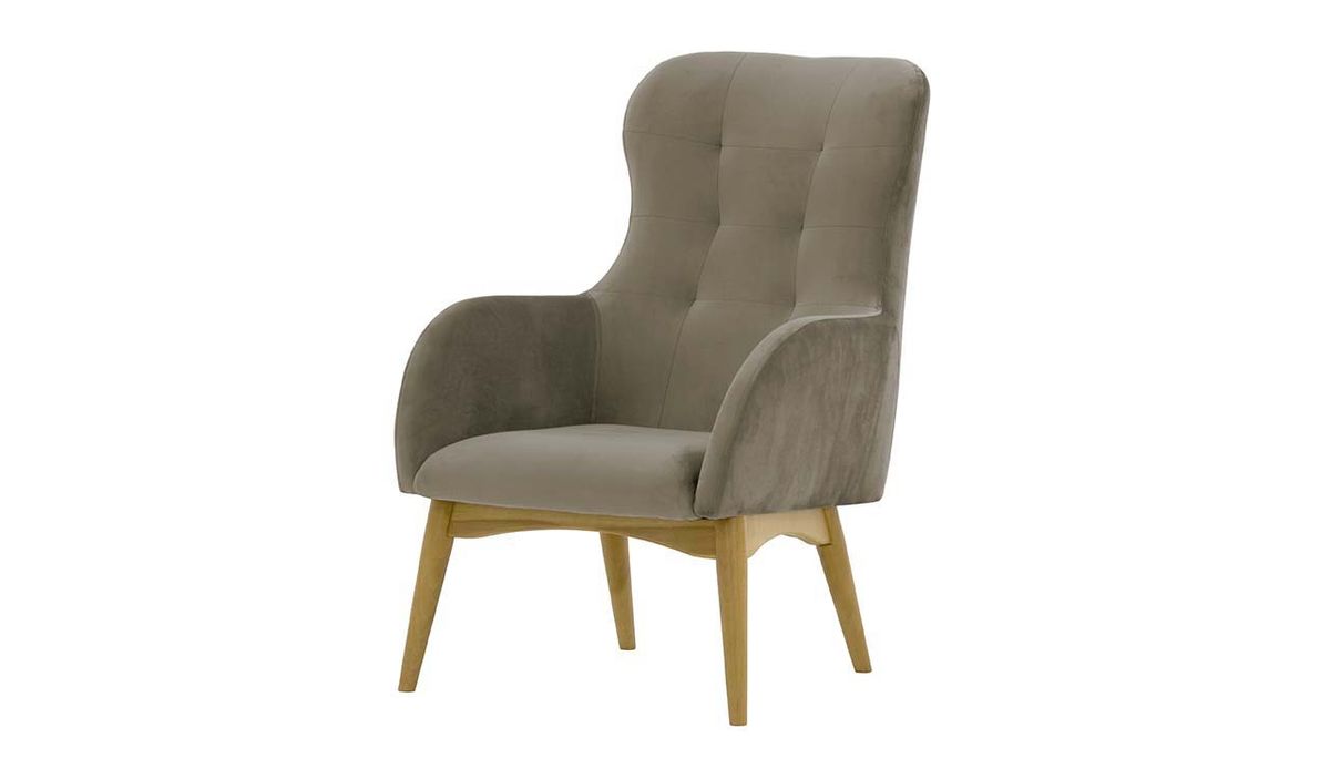 Fauteuil à oreilles Hollis, gris éléphant - Velluto 17