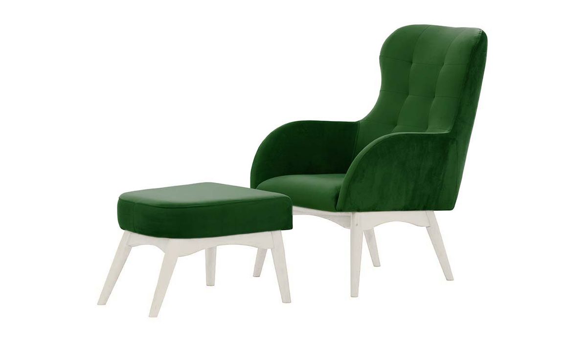 Fauteuil à oreilles avec repose-pied Hollis — vue 3