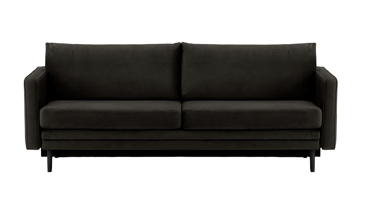 Canapé Lioni avec fonction lit avec coffre de rangement, noir - Velluto 20, Couleur des pieds: Noir