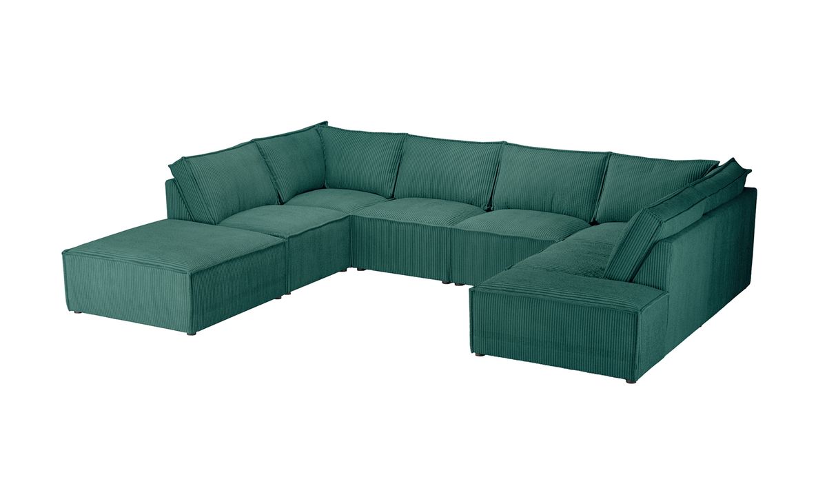 Charles - Grand canapé d’angle modulaire U, Poso 14 - vert foncé