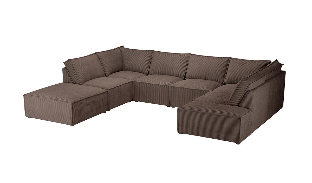 Charles - Grand canapé d’angle modulaire U, Poso 6 - marron