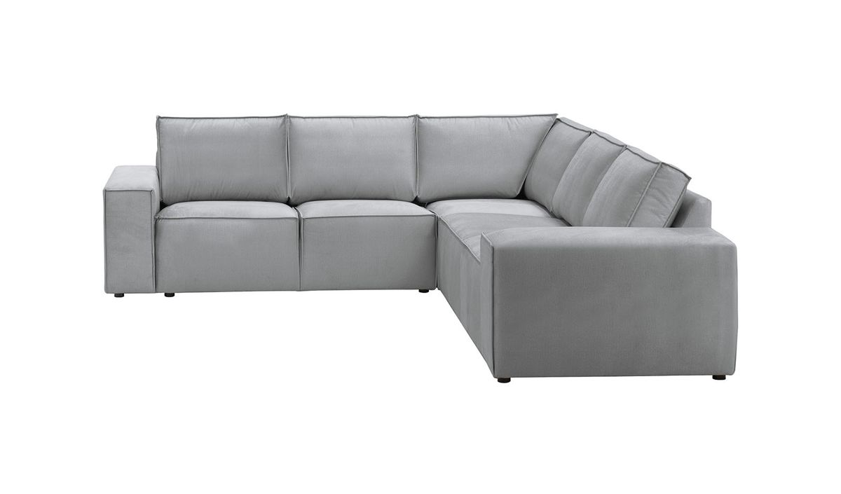 Charles - Grand canapé d’angle modulaire, gris/marron - Fancy 96