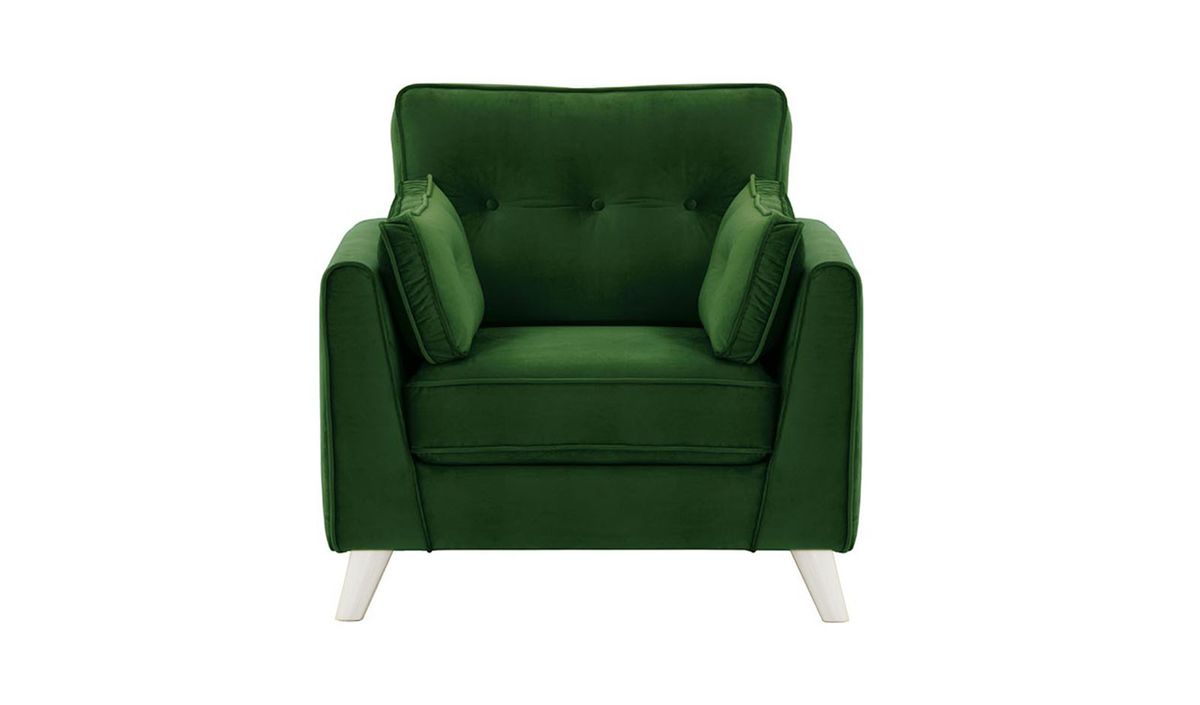Fauteuil Magnus, vert foncé - Velluto 10, Couleur des pieds: Blanc