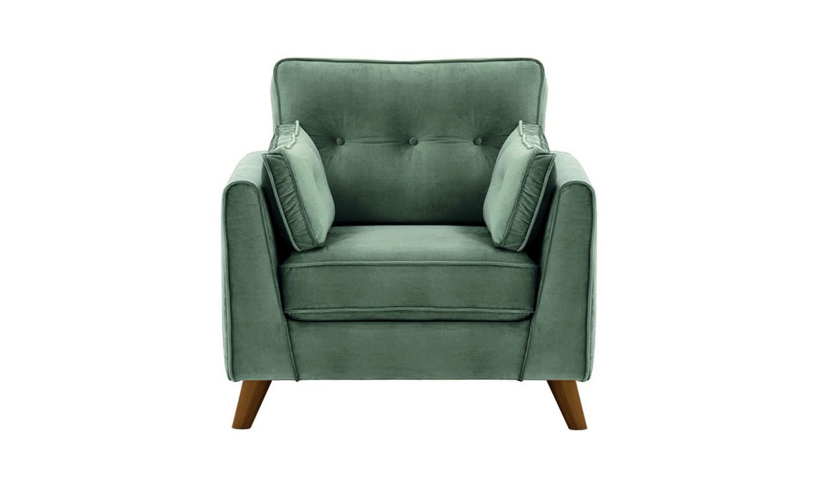 Fauteuil Magnus, bleu - Velluto 12, Couleur des pieds: Chêne foncé