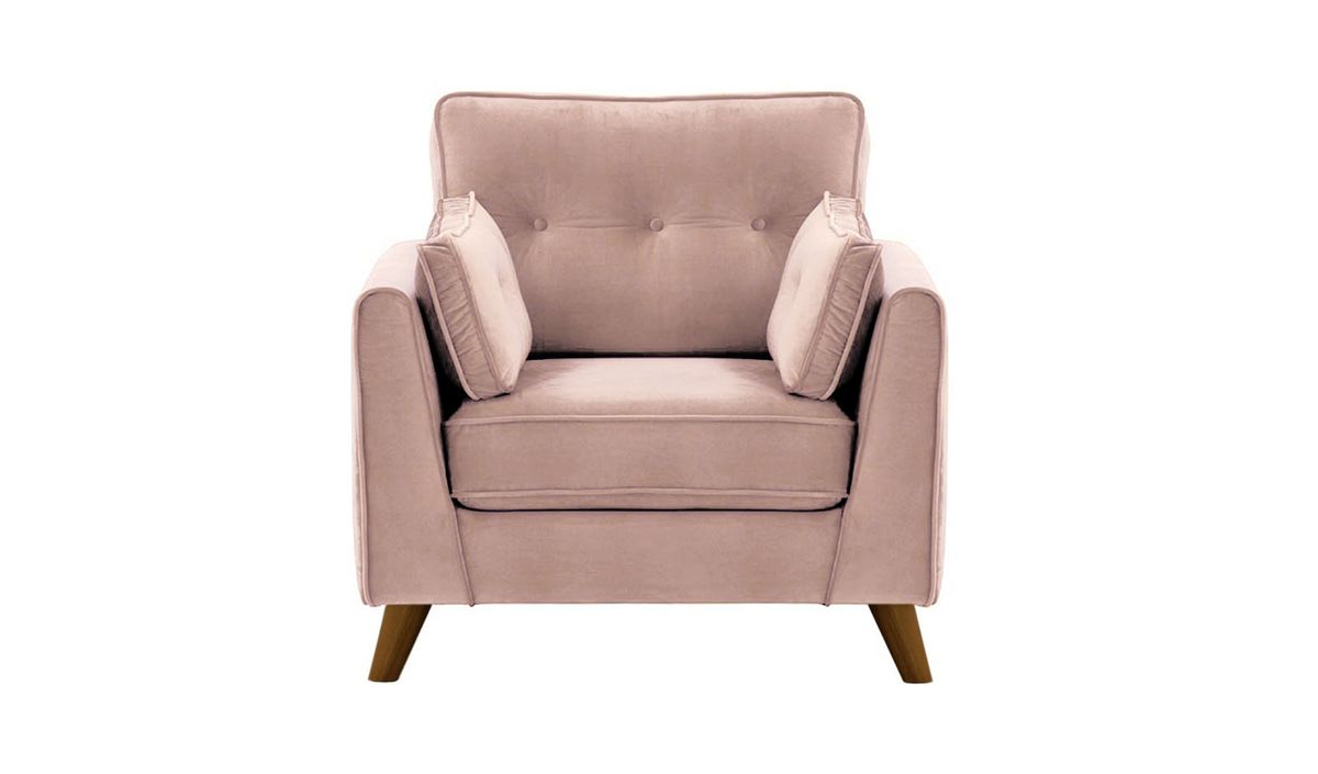 Fauteuil Magnus, lila/rose - Velluto 14, Couleur des pieds: Chêne foncé