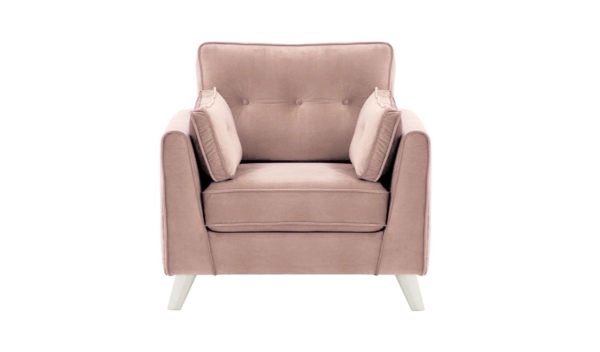 Fauteuil Magnus, lila/rose - Velluto 14, Couleur des pieds: Blanc