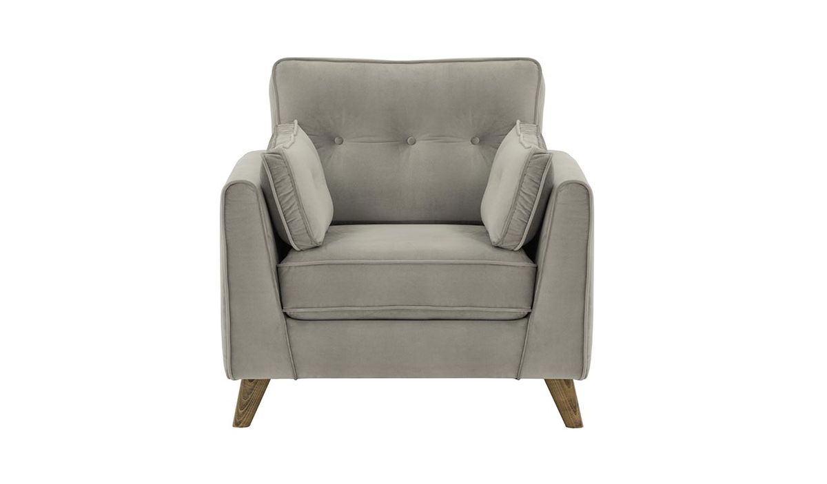 Fauteuil Magnus, gris clair - Velluto 15, Couleur des pieds: Noir wax
