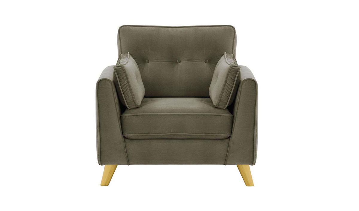 Fauteuil Magnus, gris éléphant - Velluto 17, Couleur des pieds: Chêne clair