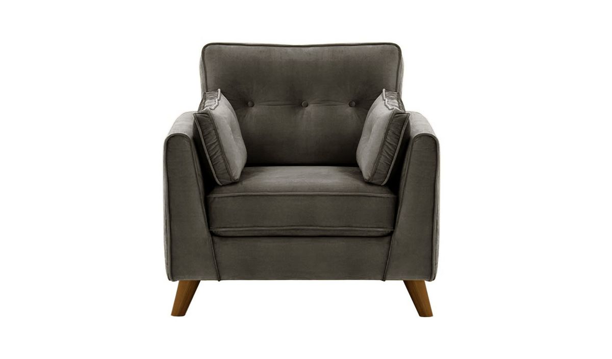 Fauteuil Magnus, graphite - Velluto 19, Couleur des pieds: Chêne foncé