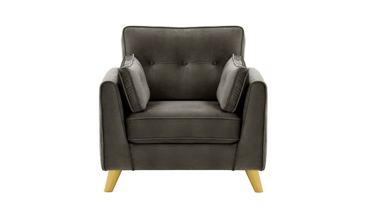 Fauteuil Magnus, graphite - Velluto 19, Couleur des pieds: Chêne clair