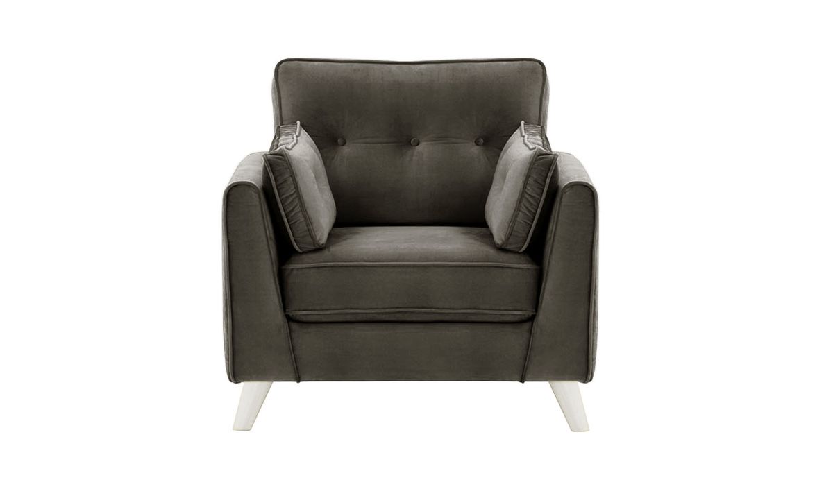 Fauteuil Magnus, graphite - Velluto 19, Couleur des pieds: Blanc