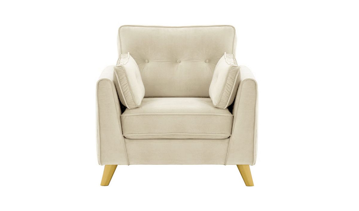 Fauteuil Magnus, beige clair - Velluto 2, Couleur des pieds: Chêne clair