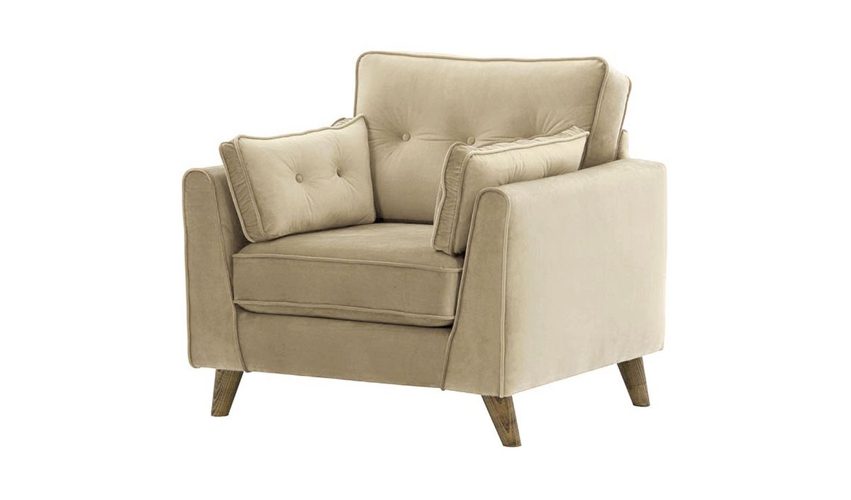 Fauteuil Magnus, beige - Velluto 3, Couleur des pieds: Noir wax