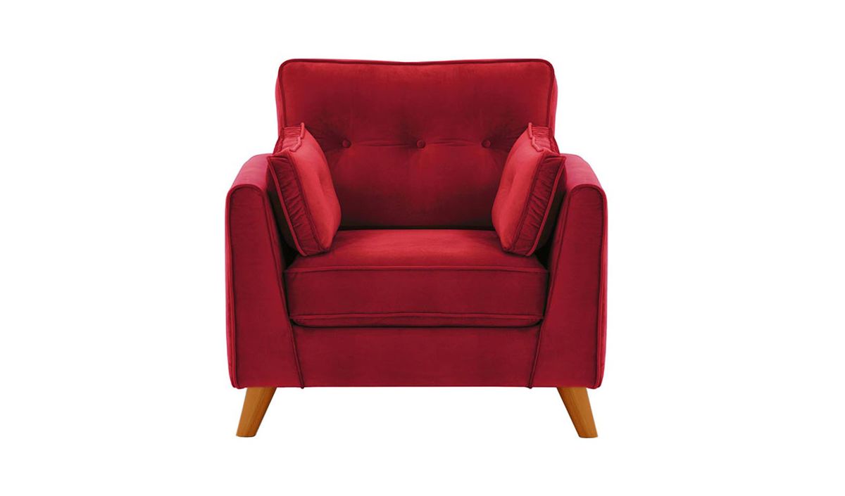 Fauteuil Magnus, rouge - Velluto 7, Couleur des pieds: aveo