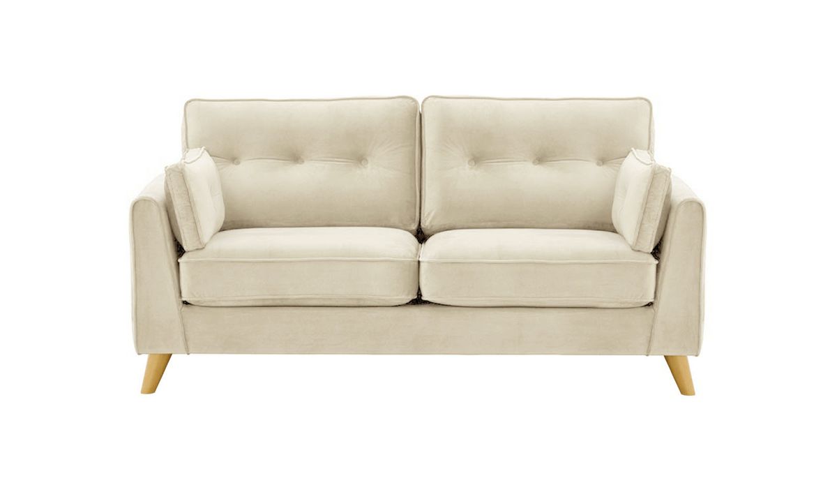 Canapé 2,5 places Magnus, beige clair - Velluto 2, Couleur des pieds: Chêne clair