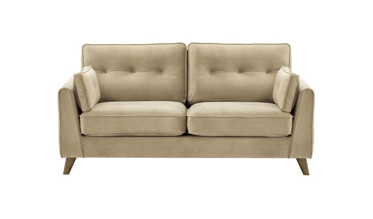 Canapé 2,5 places Magnus, beige - Velluto 3, Couleur des pieds: Noir wax